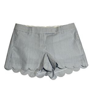 J. Crew Shorts Size 6 Scallop Trim  Striped Blue 5"